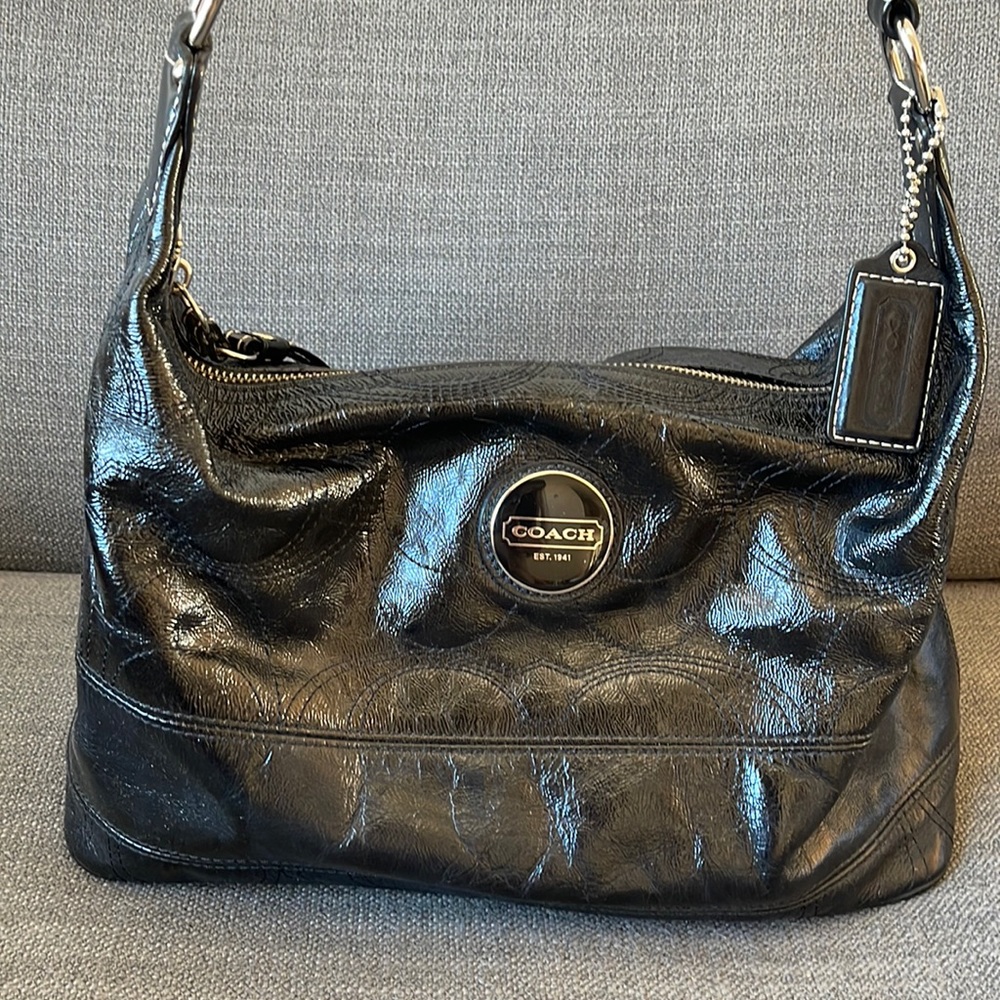 Coach limited edition black patent shoulder bag